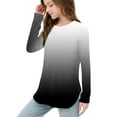 thumbnail image 7 of Efsteb Girls Athletic Shirts Hem Side Slit Tunic Tops Casual Lightweight Comfy Long Sleeve Crew Neck Gradient Print for Holidays（Black，11 Years）, 7 of 7