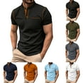 thumbnail image 3 of WTXUE Polos Short Sleeve, Scrunch Neck Polo Golf Shirts for Men Spring Summer Casual Zipper Lapel T Shirt Top Athleisure for Men, 3 of 5