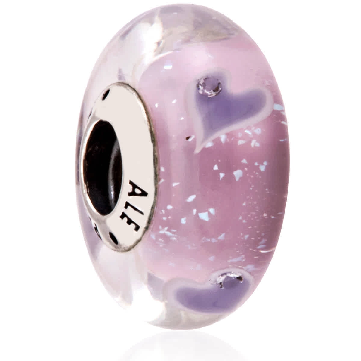 Pandora Ladies Purple Hearts Murano Glass Charm