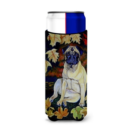 

Caroline s Treasures 7160MUK Fawn Pug in Fall Leaves Ultra Hugger for slim cans Slim Can multicolor