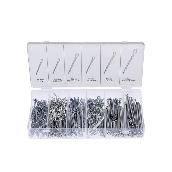 KJRIVER Cotter Pin Assortment Steel Split Pin Fastener Clips 555 Piece
