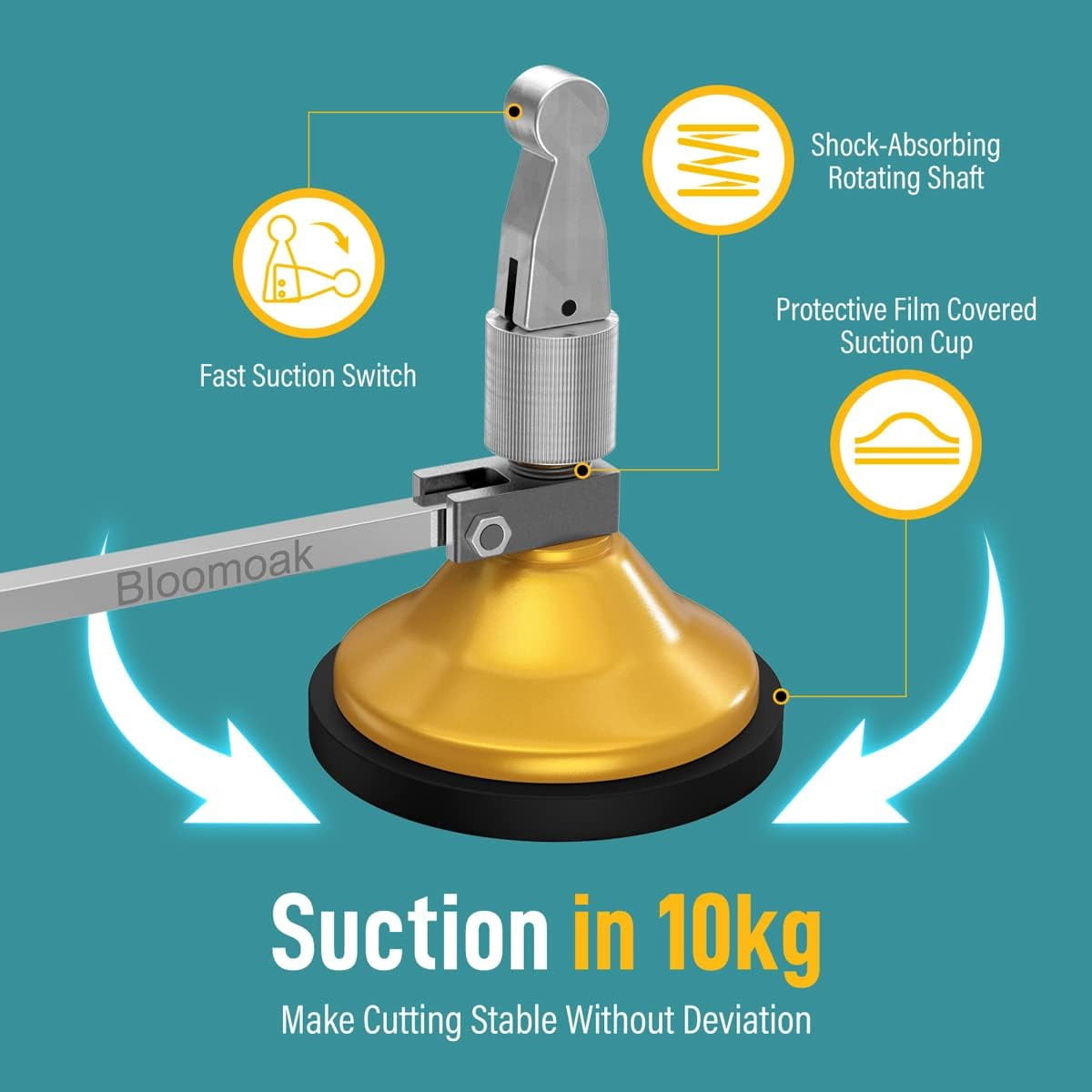 Heavy Duty Circular Glass Cutter with Round Knob Handle and Suction Cup Adjustable Diamond Glass Cutter Tool Set 24" with Extra Blade (60cm)