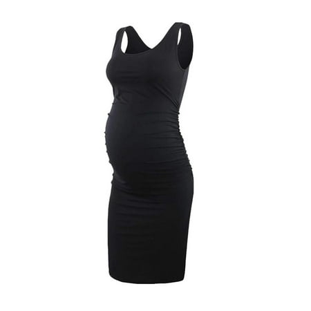 

Frostluinai Maternity Dress For Photoshoot Summer Savings Clearances Sleeveless Breast-Feeding Pregnant Maternity Nursing Dress Bodycon Pregnancy Scoop Neck Ruched Midi Fitted Dresses For Women 2022