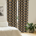 thumbnail image 2 of Ambesonne Damask Curtains, Old Eastern Floral Motifs, Pair of 28"x84", Dark Blue Marigold, 2 of 5