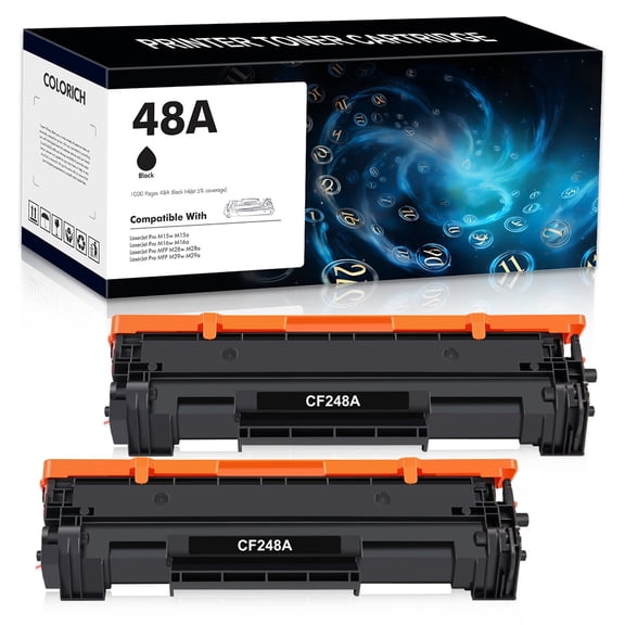 48A Toner Cartridge 2-Pack Compatible for 48A CF248A for Laserjet Pro MFP M15w M29w M28w M15a M28 M31 M15 M14 M17 M28a M30w M31w M29a M16a M16w Laser Printer (Black)