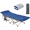 Gray Cot/Blue Pad, variant on Alden Design Portable Folding Camping Cot with Mat Carry Bag for Outdoor, Gray Cot/Blue Mat