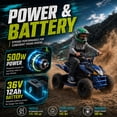 thumbnail image 4 of IVFJFV 36V Electric 4 Wheeler, Electric Four Wheeler with Rubber Tires, 500W Off-Road All-Terrain Featuring Dual Speed Adjust, Front Rear Shock Absorbers, Multiple Safety Protection Designs,BLUE, 4 of 9