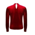 thumbnail image 6 of Lenpel Velvet Tops for Women Ruffle Long Sleeve Mock Neck Cut out Ruched Dressy Casual Blouses Trendy Velour Shirts(Red,X-Large), 6 of 7