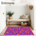 thumbnail image 3 of ODIKA 3'x5' Machine Washable Non-Slip Area Rug, Radiant Prism Interlocking Zigzag With Energetic Flow High Traffic Rug with Pad, Pink, 643844, 3 of 8