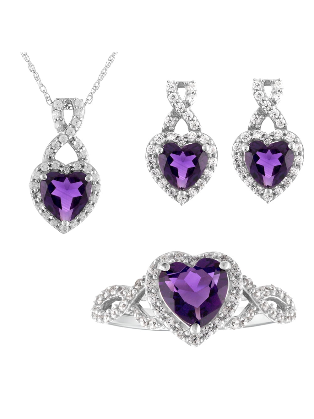 Brilliance Fine Jewelry Sterling Silver Created Amethyst Heart, Pendant