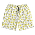 thumbnail image 3 of Uemuo Yellow Lemon Leaves Pattern Men's Swim Trunks Hawaiian Beach Bathing Suit Swimsuits Beach Quick-Dry Shorts with Pockets-3X-Large, 3 of 9