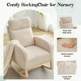 thumbnail image 4 of Upholstered Nursery Glider Rocking Chair with High Backrest & Padded Seat, Compact Accent Chair for Baby Room & Bedroom, 4 of 8