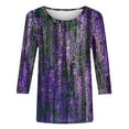 thumbnail image 5 of Idoravan Women's Printed 3/4 Sleeve Blouse - Round Neck Casual Top, 5 of 5