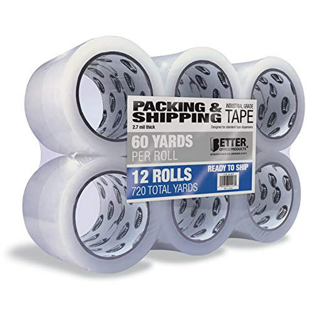 12 Pack Clear Packing, Shipping Tape Refill Rolls, Commercial