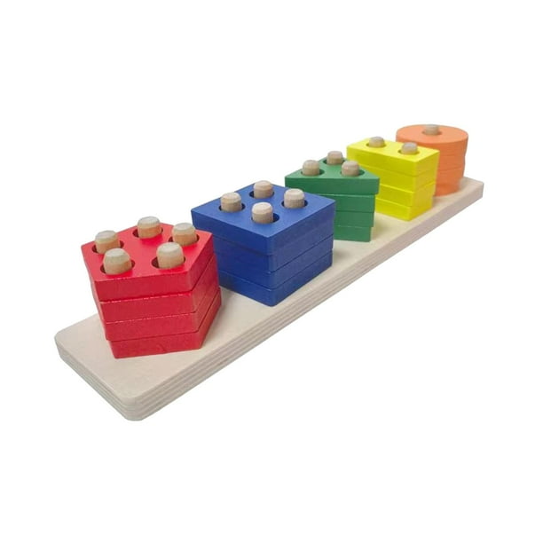 Clasificador de formas de madera, juguete que hace juego Montessori, bloques de reconocimiento de colores para niños de 1 a 3 años, niñas y bebés Estilo B
