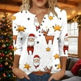 thumbnail image 2 of Fewfanhot Women's Tops, Tees & Blouses 3/4 V Neck Sleeve Christmas Shirts Merry Christmas Shirts Plaid Leopard Tree Graphic Tee Tops, 2 of 4