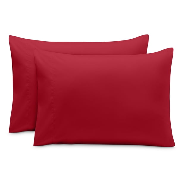 Bare Home Juego de Fundas de Almohada Cierre Tipo sobre, colección prémium 1800, doble cepillado, ultra suave, tamaño king 20 x 40, Rojo, 2 Unidades