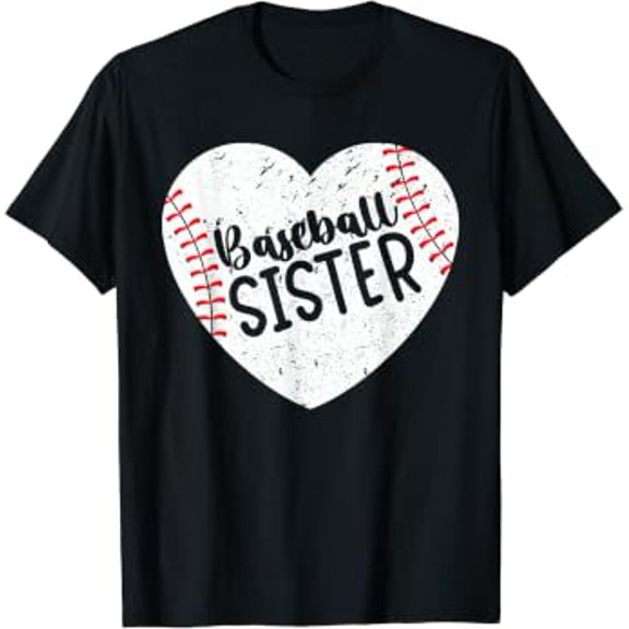Mother's Day Retro Baseball Sister Heart Gift T-Shirt, Size S-5XL