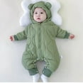 thumbnail image 5 of FAOWME Baby Cartoon Ear Set Winter Coat Warm Hooded Jumpsuit Onesie Boys Girls Green 6-9 Months, 5 of 6
