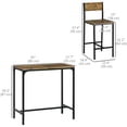 thumbnail image 3 of HOMCOM Industrial Bar Table Set Counter Height 3 Piece Rustic Brown, 3 of 10