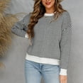 thumbnail image 6 of IROINNID Reduced Womens Sweater Round Neckline Pullover Sweater Solid Color Casual Short Length Long Sleeve Sweater Coat Top Splicing Splicing Coat, 6 of 9