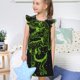 thumbnail image 4 of Balery DINOSAUR IN SPACE Camisón de princesa para niñas, pijama de algodón con mangas abullonadas, suave y bonito.-Medium, 4 of 6