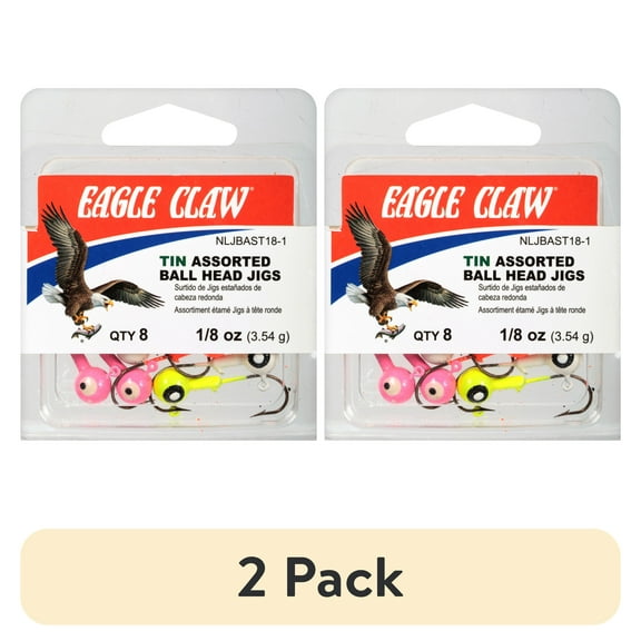 (2 pack) Eagle Claw Tin Ball Head Fishing Jig Assorted Colors 1/8 oz.