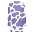 thumbnail image 5 of DDAPJ pyju Women's Fall Long Sleeve Leisure Cardigans Lightweight Fall Cow Print Trendy Soft Baggy Comfy Outerwear Pleated with Pockets Open Front Sun Shirts Purple XL, 5 of 6