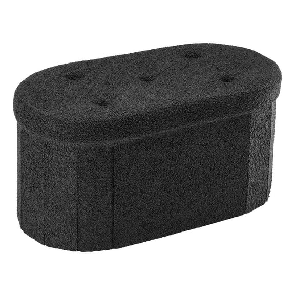 Gianna 30 Inch Ottoman with Storage, Folding Foot Rest for Living Room & Bedroom, Versatile Home Bench, Black