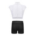 thumbnail image 2 of TiaoBug Kids Girls 2 Piece Dance Outfits Sleeveless Crop Top and Shorts Gymnastic Set White 6, 2 of 6