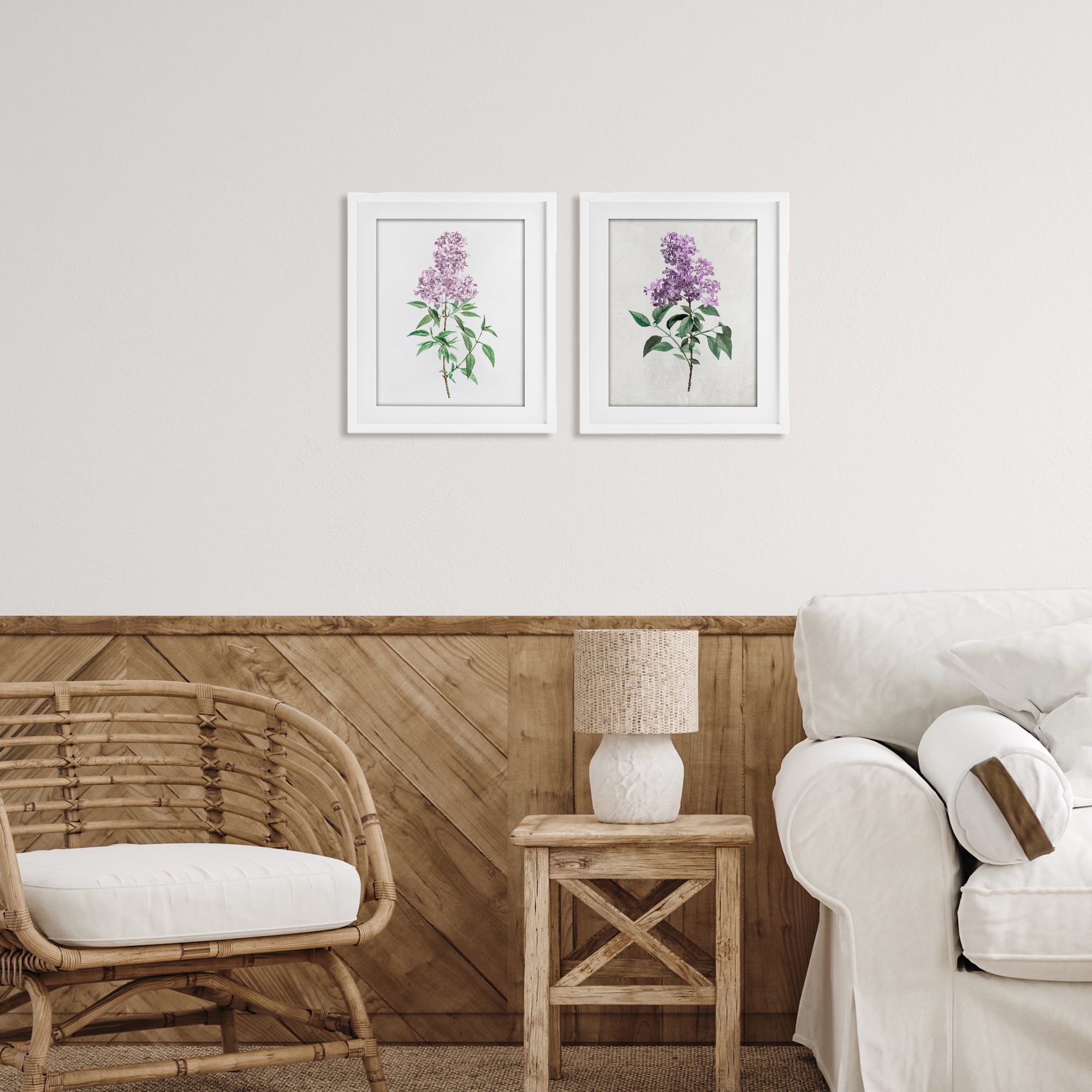 Stupell Industries Herbaceous Lilac Blooms 2 Piece White Framed Print Under Glass Set, design by Kim Allen