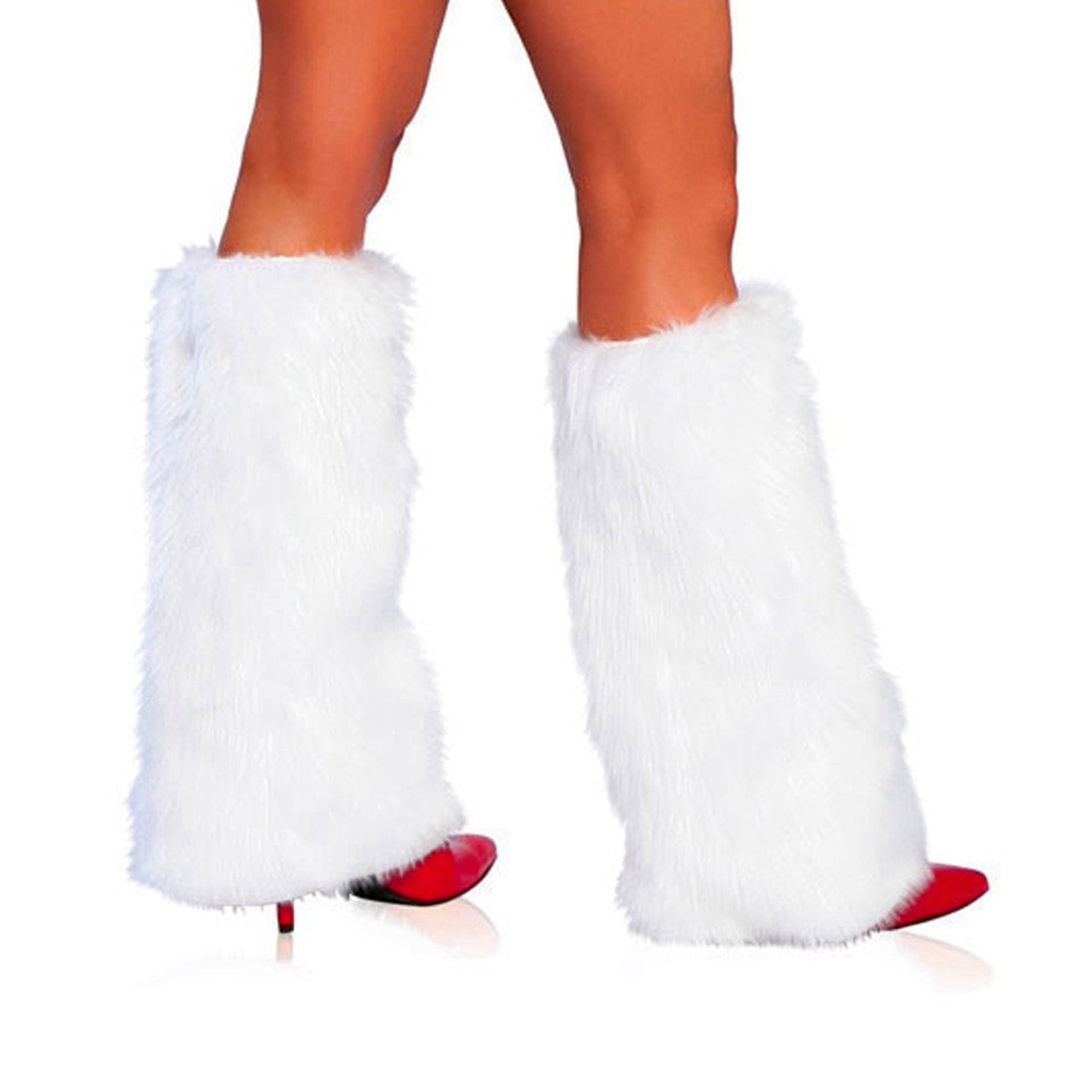 Women Faux Fur Leg Warmers Boot Cuffs Fuzzy Winter Knitted Foot Toppers MODANU 2 Pairs Womens Fur Leg Warmer Winter Furry Long Boot  main image 2