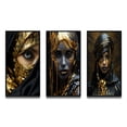thumbnail image 2 of Designart "Vintage Gold Glamour Gorgeous Boho Chic Woman I" Boho Woman Framed Wall Art Set Of 3 - Black Woman Boho Frame Gallery Wall Set For Home Decor, 2 of 6