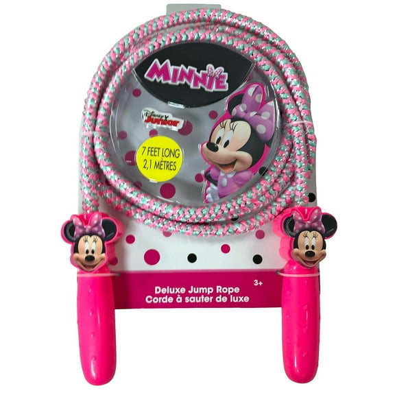 Disney Minnie Mouse Deluxe Jump Rope Molded Handles 7ft Promotes Exercise Pink