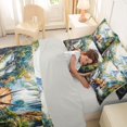 thumbnail image 4 of Feelyou Waterfall Mountain Dino Bedding Comforter Set for Boys Girls Kids, Natural Prehistoric Wildlife King Bedding Sets, Green Brown, Grey Reversible, 7-Piece, 4 of 7