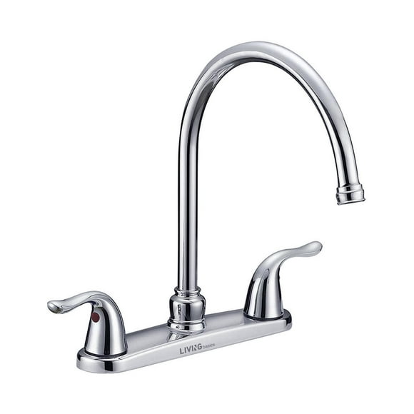 Double Handles Kitchen Sink Faucet, Cold and Hot Water Faucet With High-Arc Spout, Polished Chrome