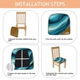 thumbnail image 4 of Teal Gold Marble Seat Covers for Dining Room Chairs Set Of 4,Stretch Printed Washable Chair Seat Cover with Elastic Ties and Button,Removable Waterproof Couch Cushion Covers, 4 of 6
