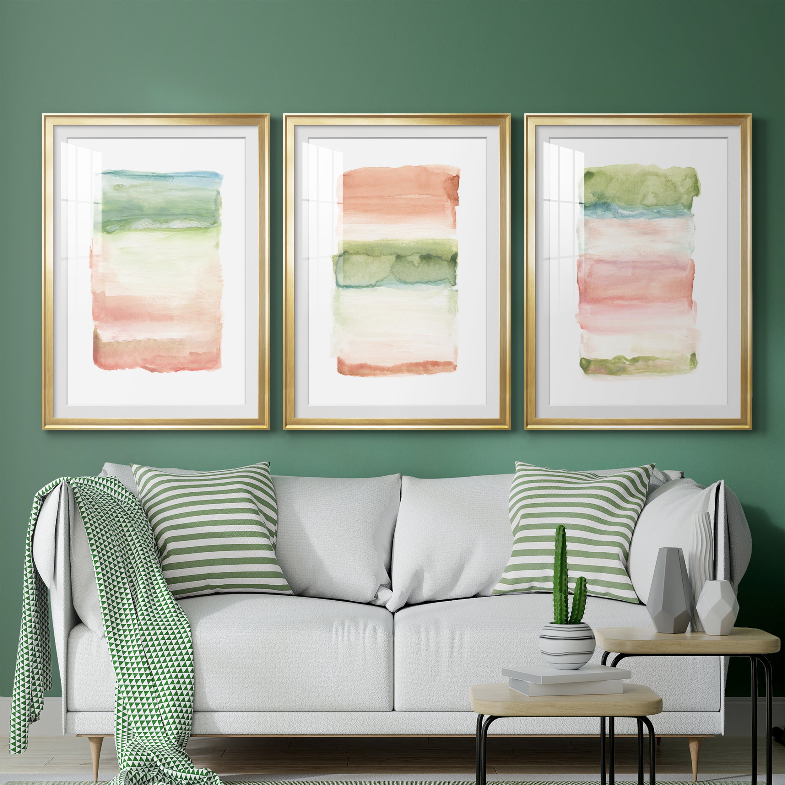 Skye I Premium Framed Prints Set of 3 - Ready to Hang - 26.5 x 36.5 Each - Gold Frame