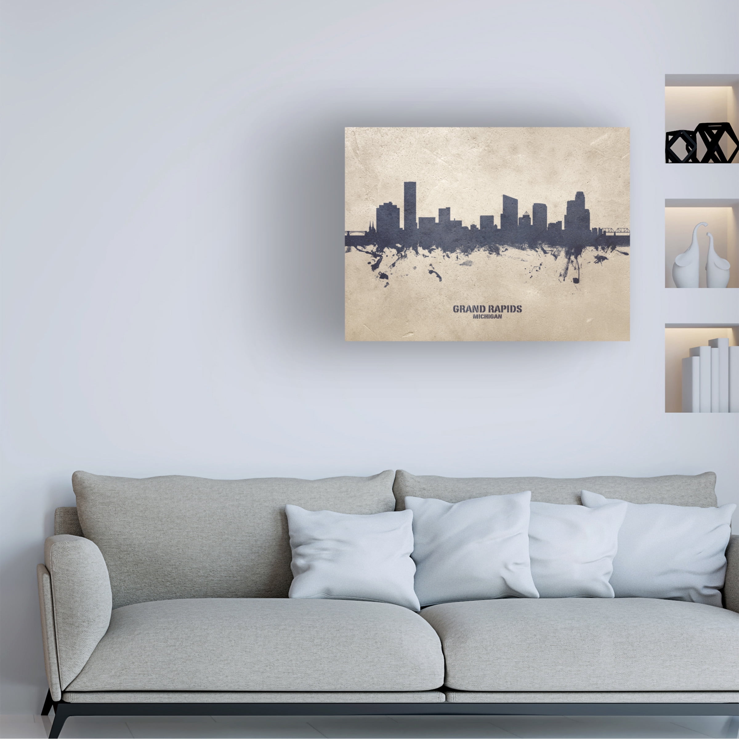 Michael Tompsett 'Grand Rapids Michigan Skyline Concrete' Canvas Art