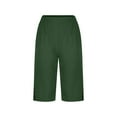 thumbnail image 5 of Cargo Capri Pants for Women Women's Summer and Linen Solid Color Loose Straight Leg Pants with Pockets Side Slit Buttons Five Quarter Pants Army Green S-5Xl, 5 of 5