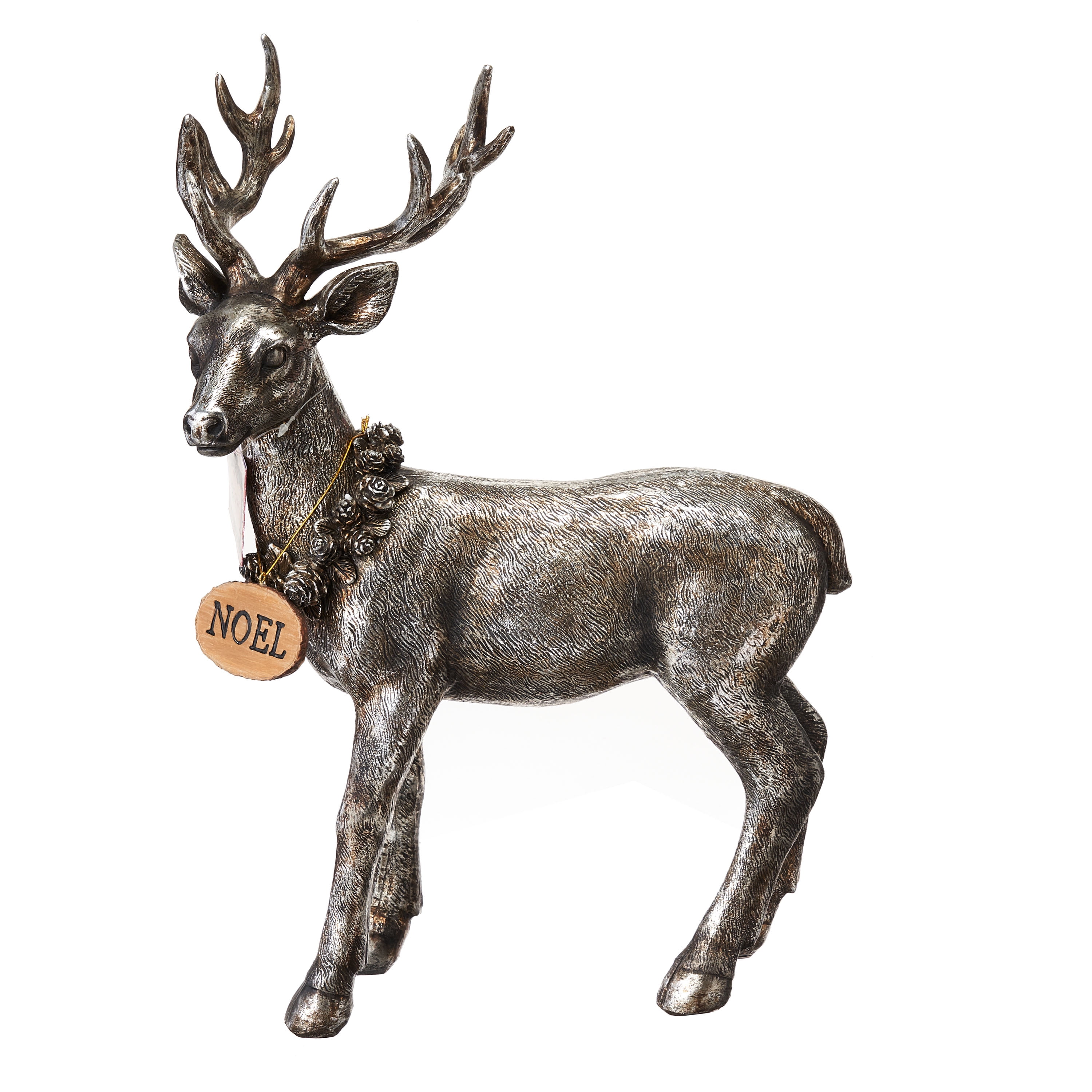 Holiday Time Polyresin Reindeer Tabletop Decor, Silver, 19'