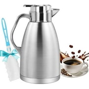 SSAWcasa 61oz Coffee Carafe for Keeping Hot,Stainless Steel Insulated Vacuum Coffee Thermos Urn,Thermal Flask Pot,Coffee Dispenser,Keep 12 Hours Hot,24 Hours Cold (Silver)
