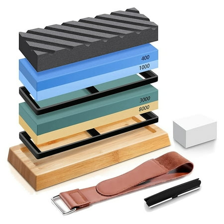 

Sharpening Stone Whetstone Set Knife Sharpening Stone Kit 4 Side Grit 400/1000 3000/8000 Whetstone Knife Sharpener