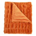 thumbnail image 3 of Home Soft Things Stretchy Solid Color Faux Fur Throw Blanket with Micromink Back, Luxury Soft Cozy Plush Fluffy Fuzzy Reversible Thick Warm Throw Blanket, 60x70 inches, Burnt Orange, 3 of 9
