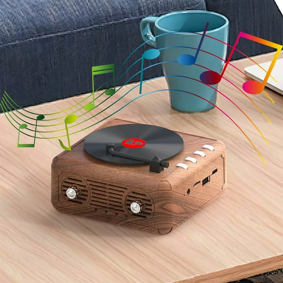 Giunmcul My Order Record Player Wireless Bluetooth Sound Retro Creatives Mini Portable Card Insert Small Speaker Subwoofer Gift
