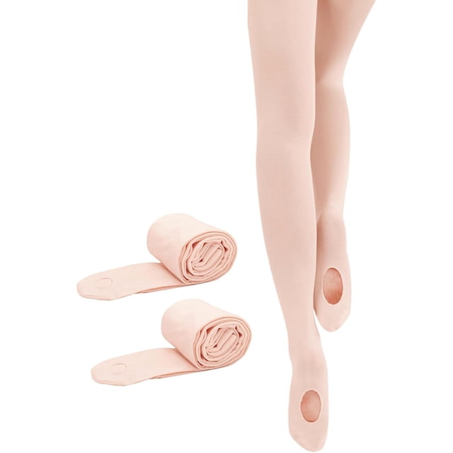 2 Pairs Girls' Ultra Soft Pro Dance Tights Ballet Transition Daily Student Tights (Toddler/Little Kid/Big Kid)