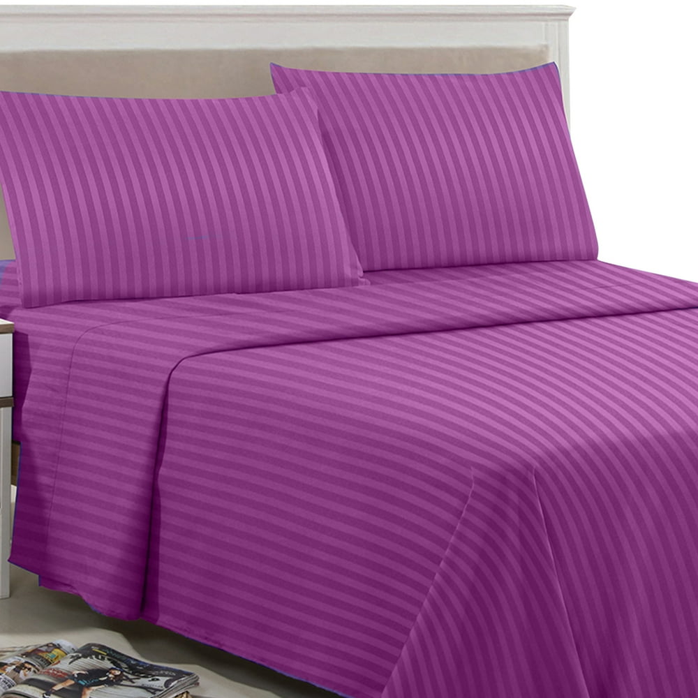 Premium 1800 UltraSoft King Microfiber Bed Sheets, Purple Deep Pocket