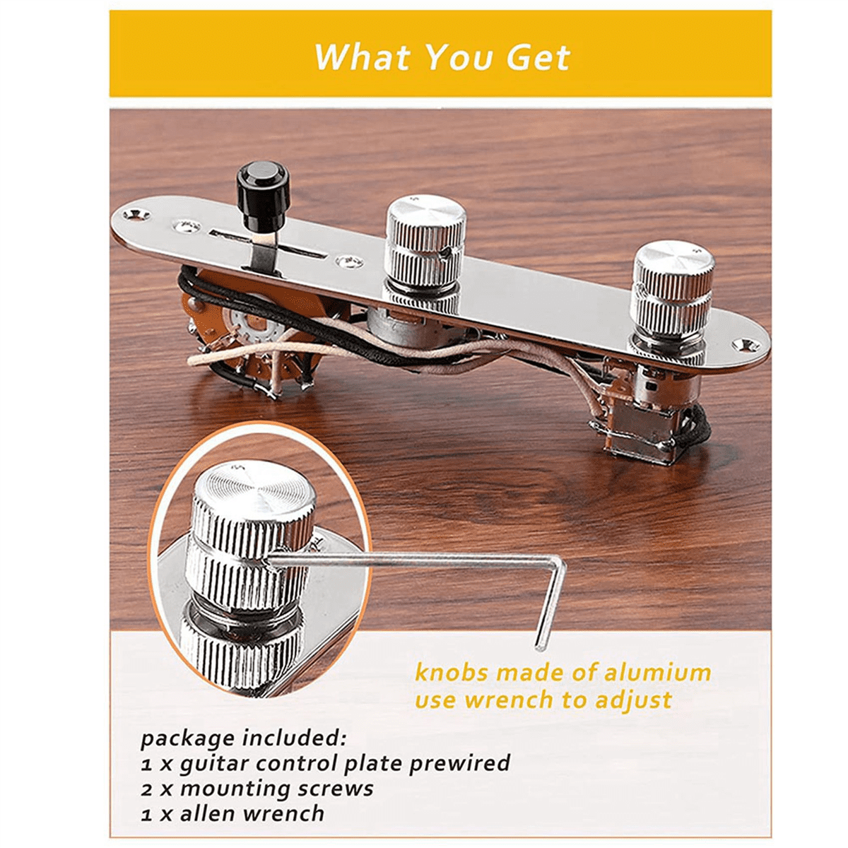 2X Prewired Guitar Control Plate,Loaded 3-Way Blade Switch Push Pull Potentiometer Excellent Pot Speed Knobs