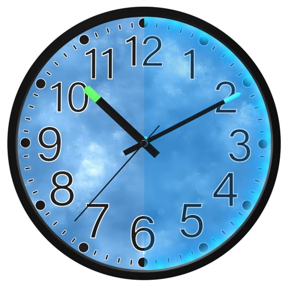 Ryvnso Tie Dye Blue 12 Inch Night Light Wall Clock Silent Battery Operated Luminous Clocks