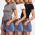 thumbnail image 3 of T-Shirts Stylés pour Femmes / Chemise à Manches Longues Superposée Col Roulé pour Femmes Pack 3 Pcs Chemise à Manches Courtes Femme Manches Longues Polyester T-Shirt Femme Ajusté Crop Tops Col Roulé, 3 of 5